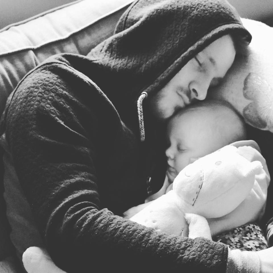 Black and white sleeping