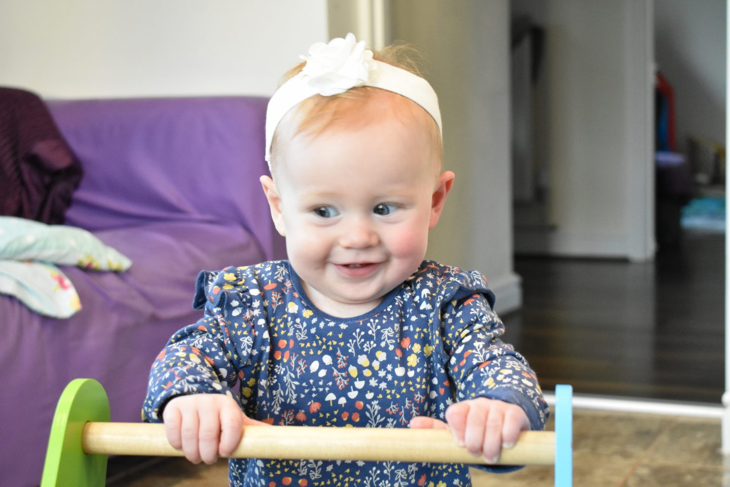 Evil baby trying to use a walker