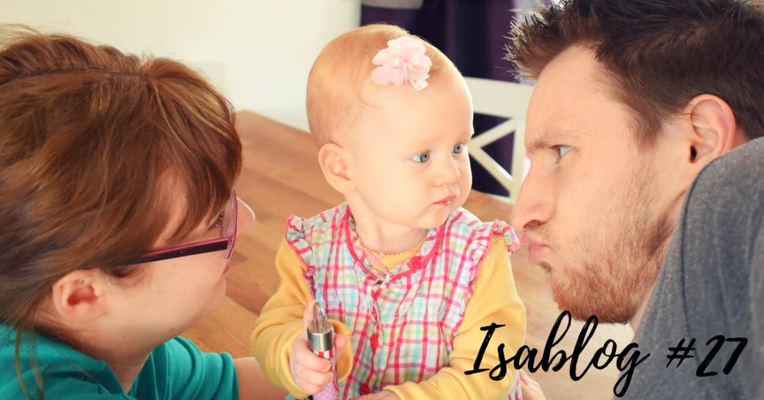 A family photo with me and Isabelle having a staredown