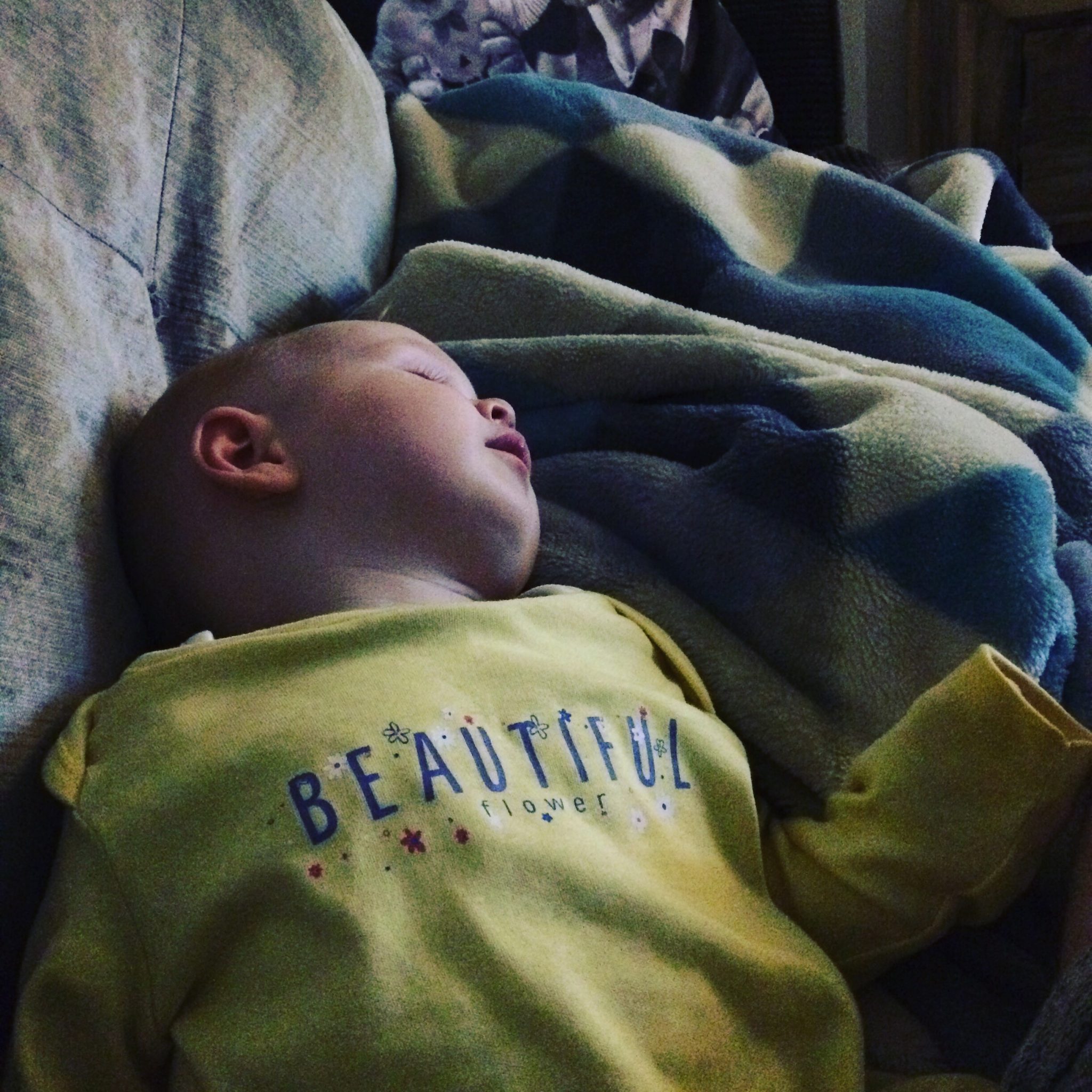 Isabelle after crying herself to sleep from teething and me being slightly a bad dad