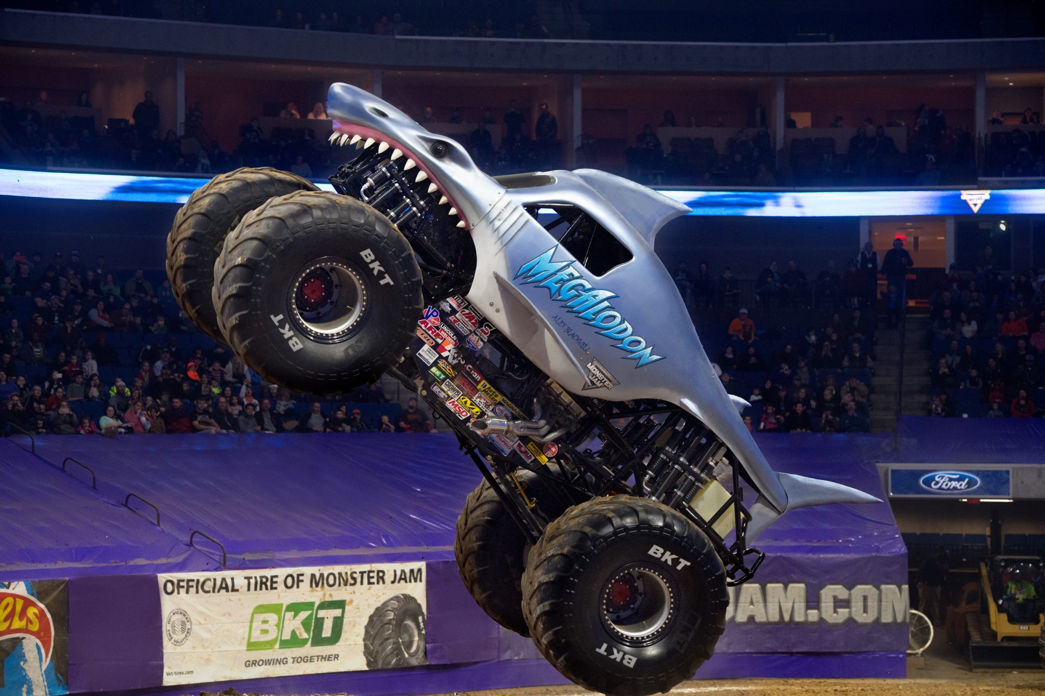 A monster truck as a shark from Monster Jam