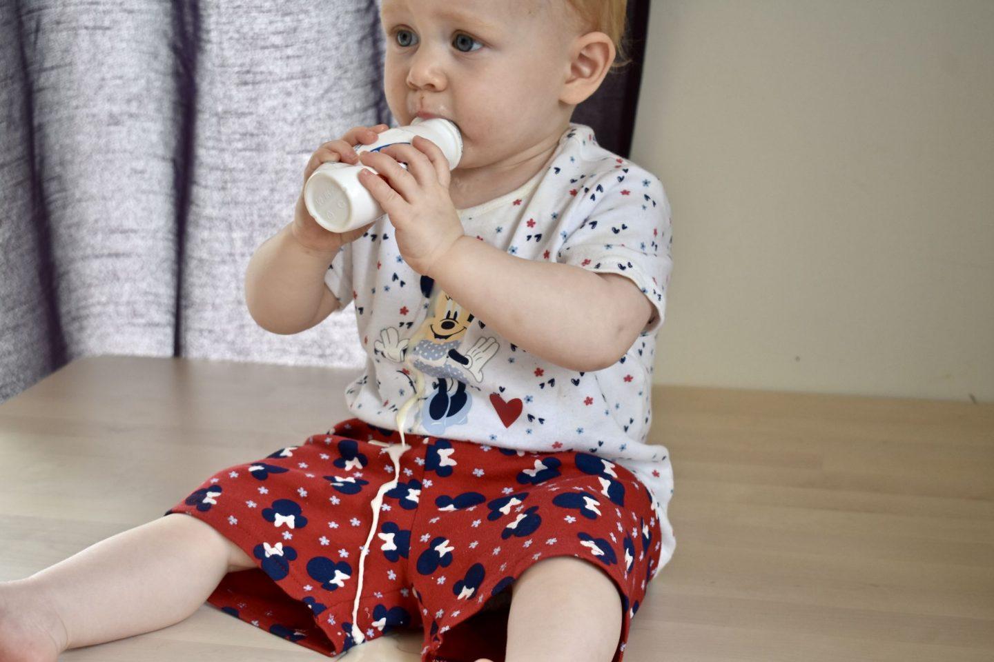 Our 15 month old baby 'drinking' Actimel