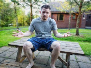 Adidas shorts and a plain grey t-shirt from Jacamo