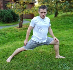 Doing a bit of yoga in my Jacamo shorts