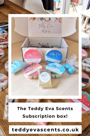 The Teddy Eva Scents subscription box for the month of June: Journey to the Spa! Get 10% off your first box using the code ISABLOG10! You'll get four extra-large clamshells and a bunch of other benefits too!